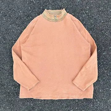 80s 맨투맨 모크넥 민족 패턴 볼 지퍼 vintage