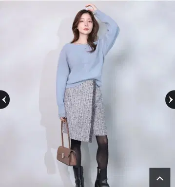 [ 새상품 ] 아푸와이저 리셰 랩 트위드 미니 스커트 라이트 그레이 M