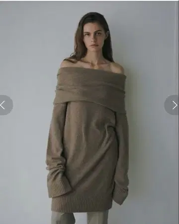 HER. 오프숄더 니트 풀오버 / 새상품 / 브라운 / 앙셰느망