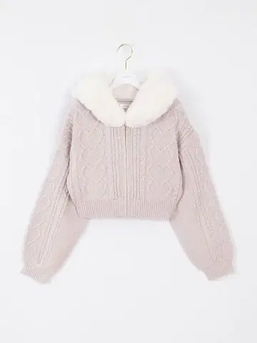 evelyn 퍼 니트 후드티 핑크 미사용 새상품