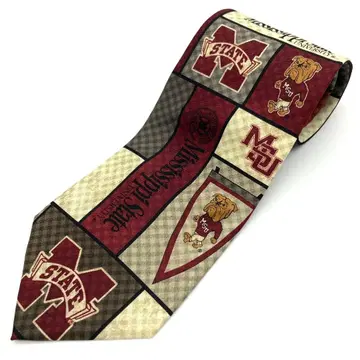 미시시피 스테이트 유니버시티 넥타이 대학 칼리지 로고 구제 의류 올 패턴