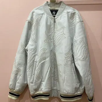 AL WISSAM 올 가죽 바시티 자켓