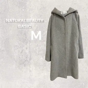 [ 새상품급 ] 내추럴 뷰티 앤 베이직 노카라 코트 울 후드 부착