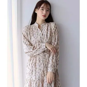 플라워 프린트 티어드 롱 원피스 L 사이즈