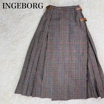 잉게보그 랩 플리츠 스커트 랩 스커트 가을/겨울 체크