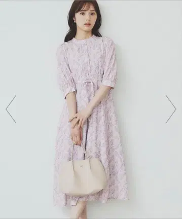 index 스탠드넥 미니 꽃무늬 롱 원피스 핑크 M/1회 착용 새상품급