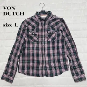 VON DUTCH 체크 무늬 플란넬 셔츠 L 사이즈