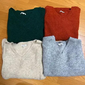 글로벌 워크 마쉬멜로우 터치 V넥 스웨터 L 사이즈 4색 세트