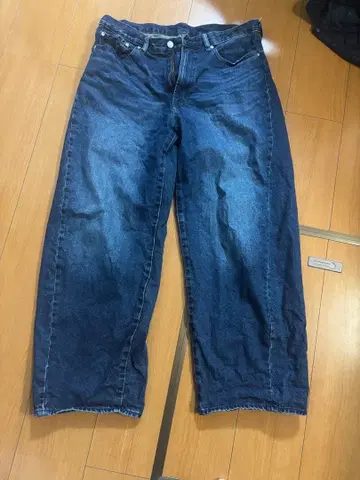 블루 배럴 레그 청바지