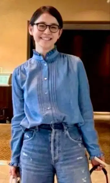 [ SINME ] 스칼라 자수 데님 셔츠 M 사이즈