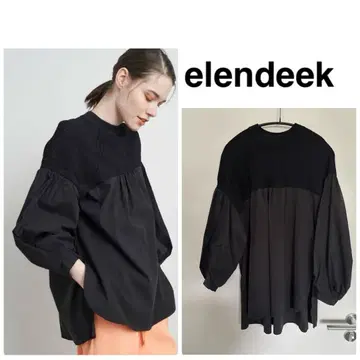 [ 엘렌딕 ] 케이블 넥 믹스 튜닉 블랙