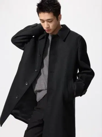 싱글 브레스 스텐카라 코트 블랙 올리브