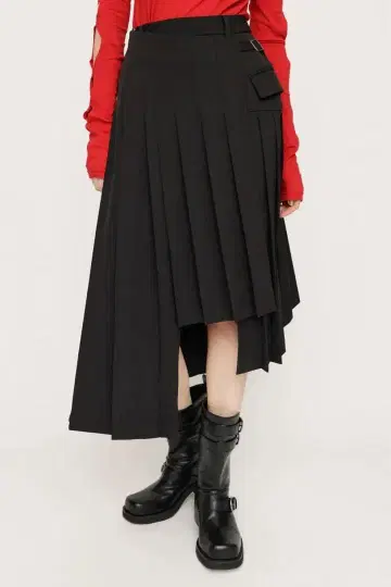 SLY WRAPPLEATS 미디엄 스커트 1 BLK