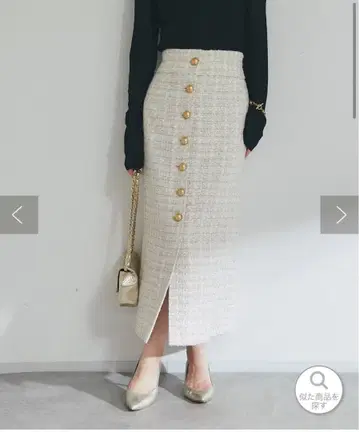 [새상품] 라부티크 봉봉 팬시 트위드 스커트 라이트 베이지 38