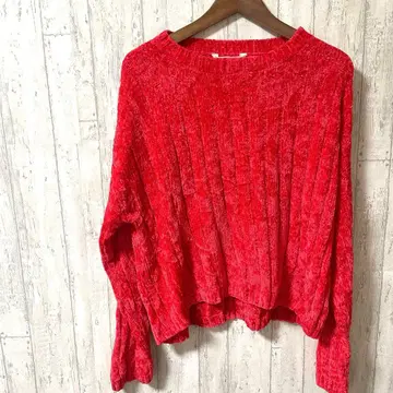 NO BOUNDARIES 리브 니트 [ XL ] 스웨터 빨간색 빅 루즈