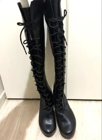 레이스업 니하이 부츠