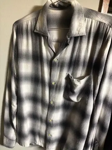 60s 옴브레 레이온 셔츠 화이트 블랙