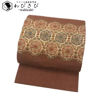 나고야 오비 견직 융기 패턴 빨흰 떡갈나무색 O-5580