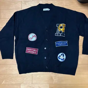 패치 니트 가디건