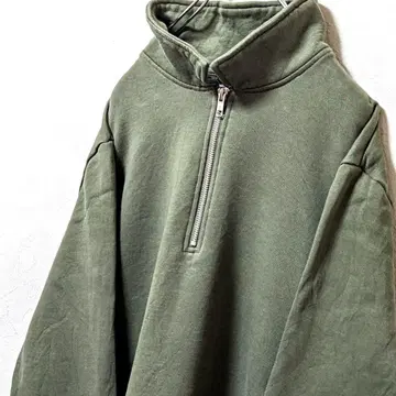 아소스 디자인 무지 하프 지퍼 맨투맨 트레이닝복 그린 L 구제 의류