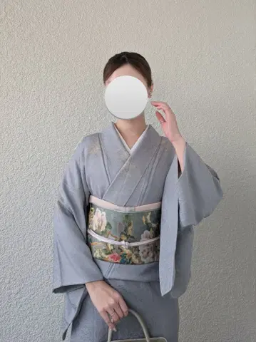 이중 기모노 코몬 날개 패턴 국화 160cm