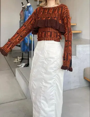 [AMERI] MANY WAY JACQUARD SHORT KNIT TOP