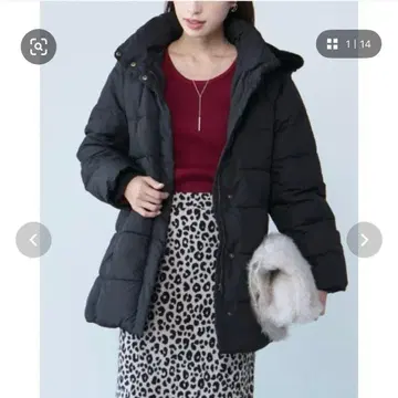 Miss Arrivo 퍼 충전솜 블루종 점퍼 미들 기장 고급스러움 네이비