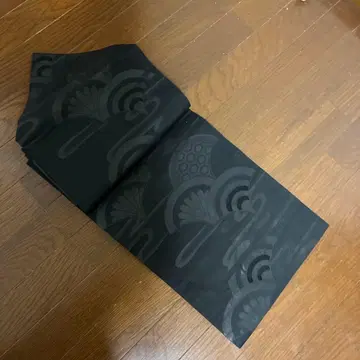 블랙 부채 무늬 오비