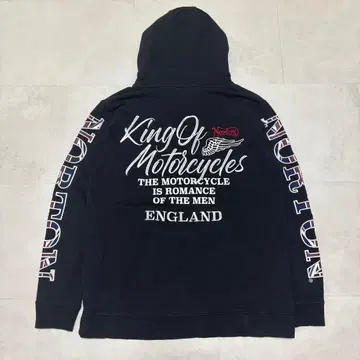 노턴 국기 패턴 XL 하프 지퍼 후드티 블랙 자수
