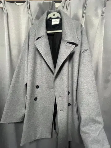 그레이 더블 브레스트 체스터 코트