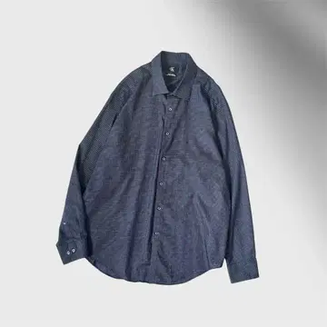 ck Calvin Klein 미니 체크 셔츠 XL 네이비 구제 의류