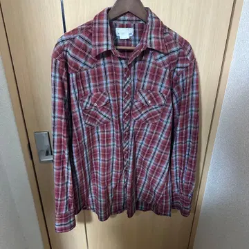 Wrangler 빨간색 계열 체크 플란넬 셔츠