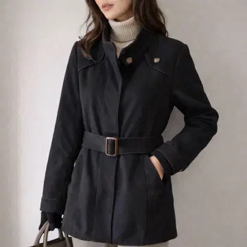 마블 잉크 [M] 고급 쿨 허리 마크 얇은 소재 매끄러운 터치 울 코트