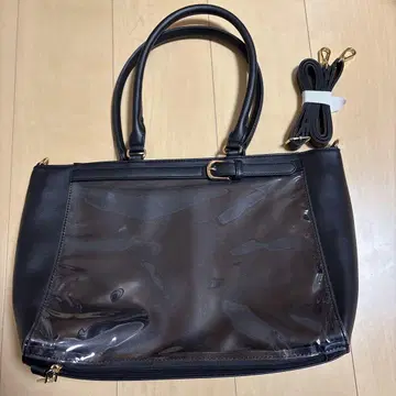 2way 벨트 버클 인조 가죽 토트백 블랙