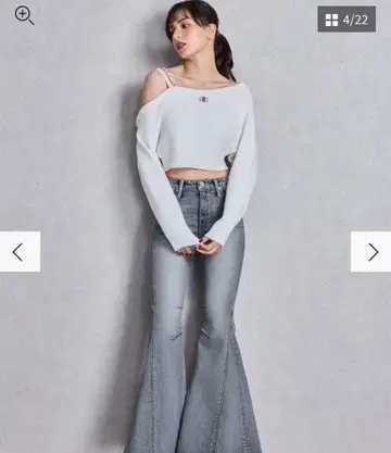 GYDA 원숄더 체인 니트탑