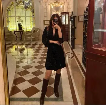 ZARA 벨벳 원피스 셔츠 원피스 사은회 블랙 미니 벨로아 고급