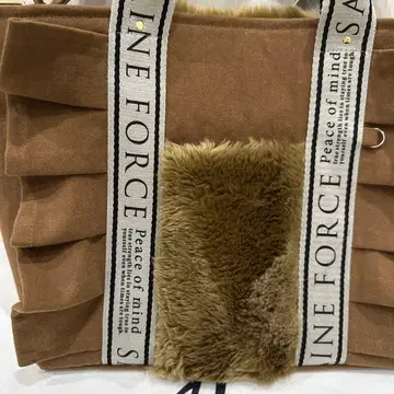 데님 살로펫 프릴 퍼 토트백 숄더백 브라운