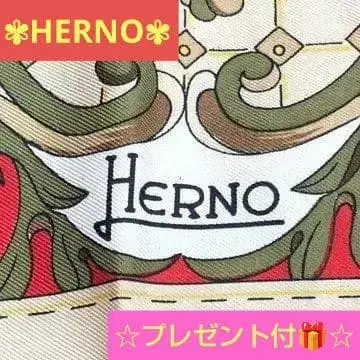 [ HERNO 1점 한정 ] 헬노 스카프 올 패턴 레드 x 멀티 컬러