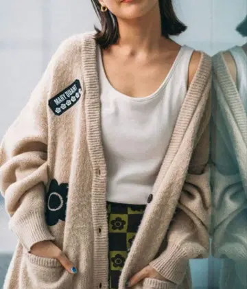 PUBLUX MARYQUANT 마리퀀트 와펜 샤기 니트 가디건