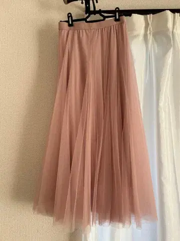 핑크 튤 플레어 스커트