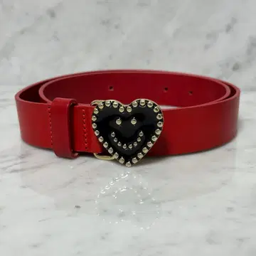 새상품급 Love MOSCHINO 모스키노 천연 가죽 벨트 하트 빨간색