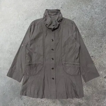 하이넥 라이트 그레이 아우터 모드 내추럴 구제 의류 밀리터리 자켓풍