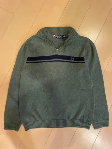 레어 랄프 로렌 CHAPS 하프 지퍼 스웨터 M 그린 스트라이프