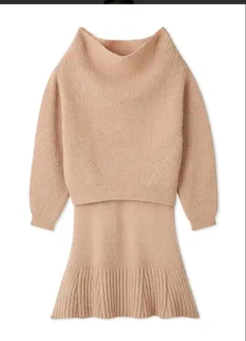 오프숄더 라메 니트 셋업