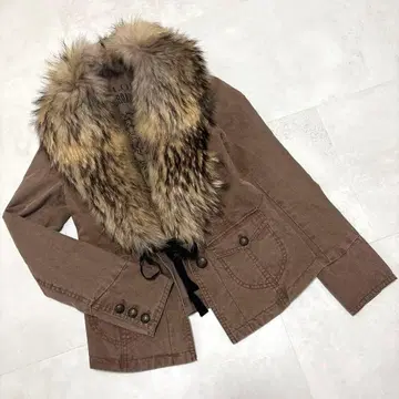 해외 걸 퍼 자켓 S y2k 헤이세이 갸루 피치 자켓