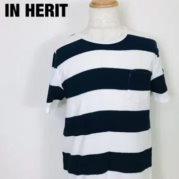 IN HERIT 인헤릿 가슴 포켓 부착 반팔 t셔츠 보더 무늬 C4