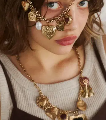 Unitage 앤티크 모티브 2연 목걸이