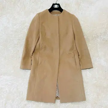 언타이틀 프리미엄 라인 캐시미어 혼방 노카라 롱 코트 그레이지