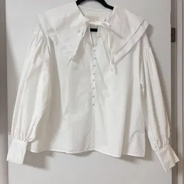 eimy istoire 화이트 긴팔 셔츠 큰 카라 부착