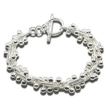 SILVER925 트위스티드 실버 비즈 팔찌